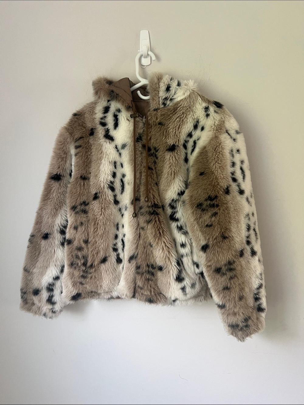 Vintage NY Classics Reversible Faux Fur & Silk Blend Hooded Jacket Small Y2K ©️